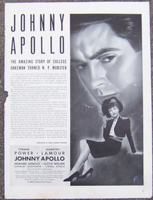 1940 Johnny Apollo w/Tyrone Power Magazine Advertisment