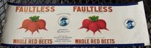 Faultless Brand Whole Red Beets Can Label