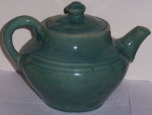 Vintage Blue Green Glaze Pottery Tea Pot