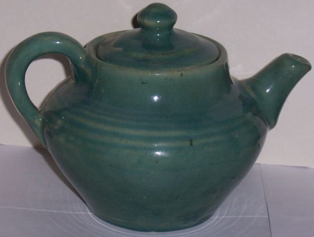 Vintage Blue Green Glaze Pottery Tea Pot