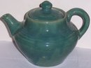 Vintage Blue Green Glaze Pottery Tea Pot