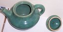 Vintage Blue Green Glaze Pottery Tea Pot