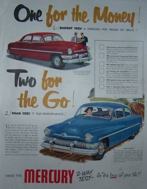 1951 Mercury Auto Two-Way Test Magazine Advertisment