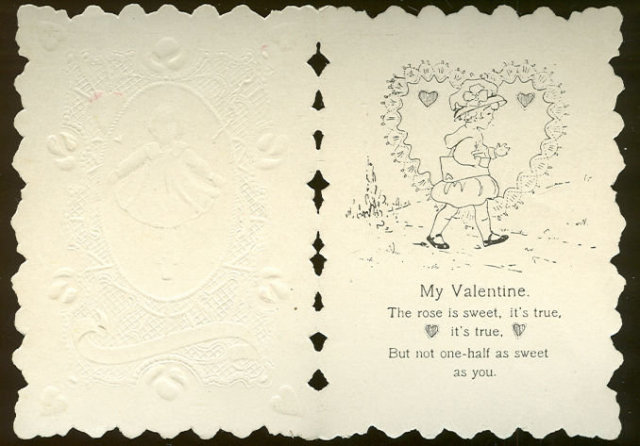 Victorian Valentine with Dancing Girl in Blue Dress