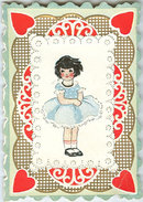 Victorian Valentine with Little Girl in Blue Dress
