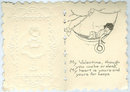 Victorian Valentine with Little Girl in Blue Dress