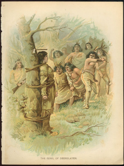 Peril of Deerslayer Lithograph 1897 Illustration