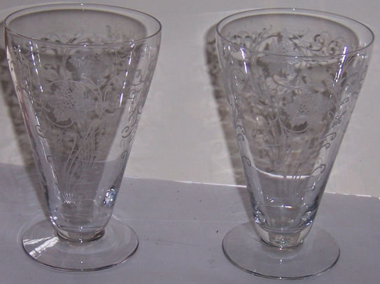 Pair of Vintage Elegant Etched Ice Tea Glasses