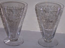Pair of Vintage Elegant Etched Ice Tea Glasses