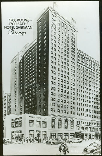 Postcard of Hotel Sherman, Chicago, Illinois