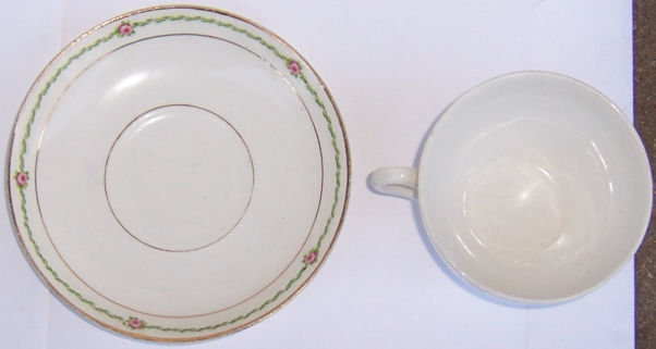 Homer Laughlin Hudson Cup and Suacer With Pink Roses