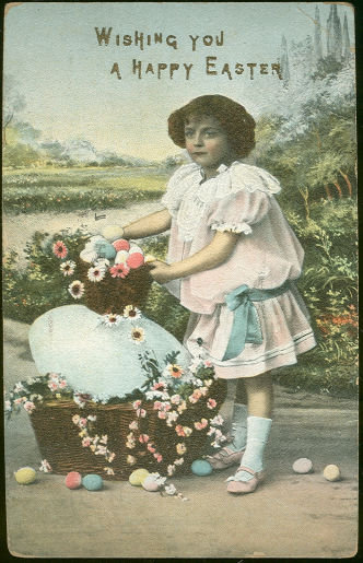 Wishing You a Happy Easter Little Girl 1908 Postcard