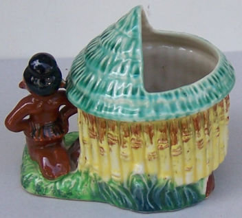 Royal Japan Planter of Native Girl Next to Her Hut