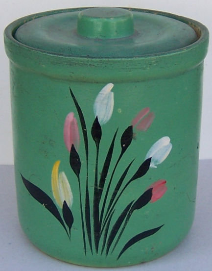 Robinson Ransbottom Green Pottery Cookie Jar with Flowers