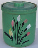Robinson Ransbottom Green Pottery Cookie Jar with Flowers