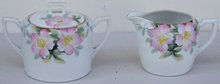 Noritake China Cream and Sugar with Pink Flowers