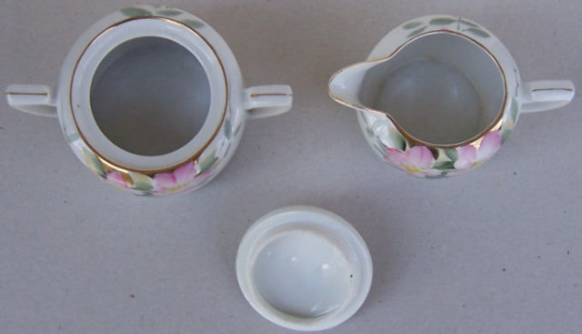 Noritake China Cream and Sugar with Pink Flowers