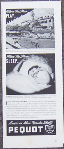 1940 Pequot Sheets in Hollywood Magazine Advertisment