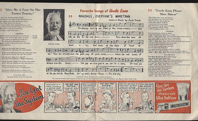 Alka-Seltzer Song Book by Miles Laboratories Singers and Their Songs Illustrated