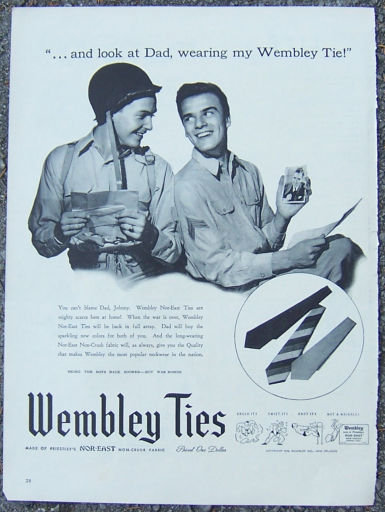 1944 World War II Wembley Nor-East Ties Magazine Ad