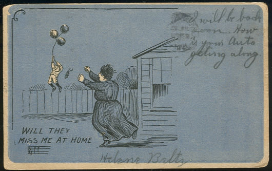 Comic Postcard of Little Boy with Balloons 1906