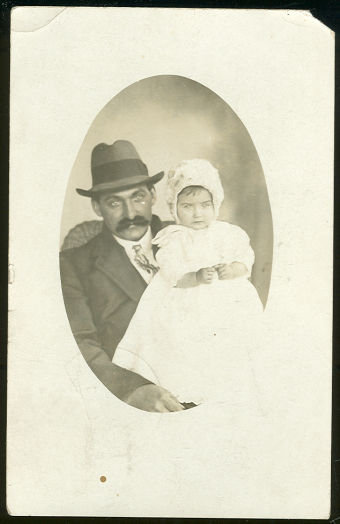 Real Photo Postcard of James Holding the Baby 1912
