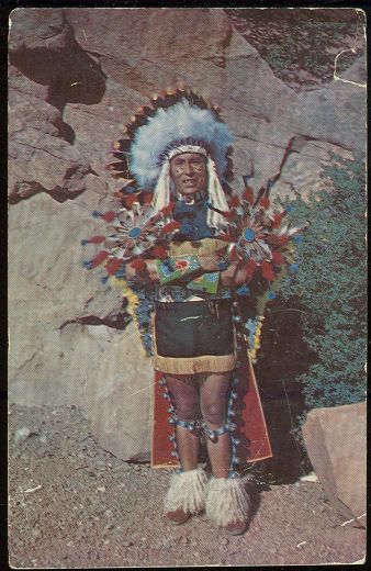 Postcard of North American Indian Chief in Full Dress