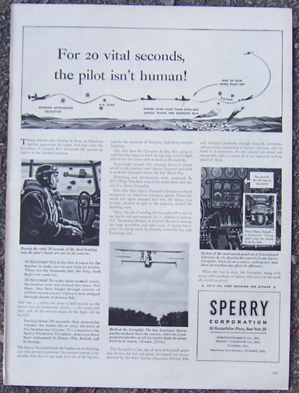 1944 World War II Sperry Corporation Life Magazine Advertisement