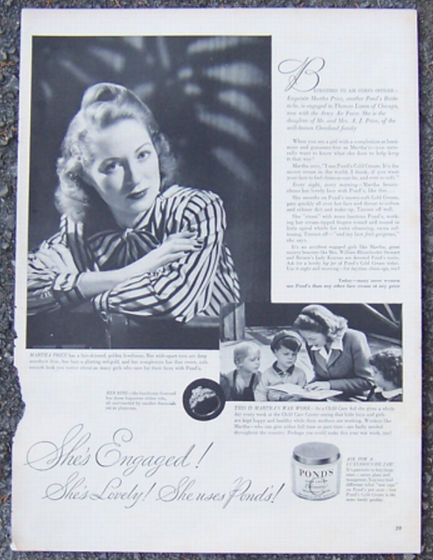 1944 Pond's Cold Cream Life Magazine Advertisement