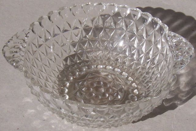 Vintage Diamond Quilted Tab Bowl in Crystal Color