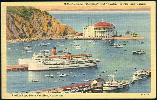 Postcard of Steamers Catalina and Avalon at Pier, California