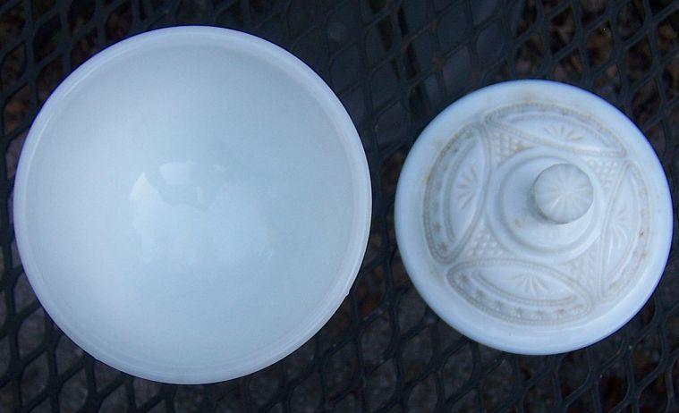 Milk Glass Covered Compote Star Design