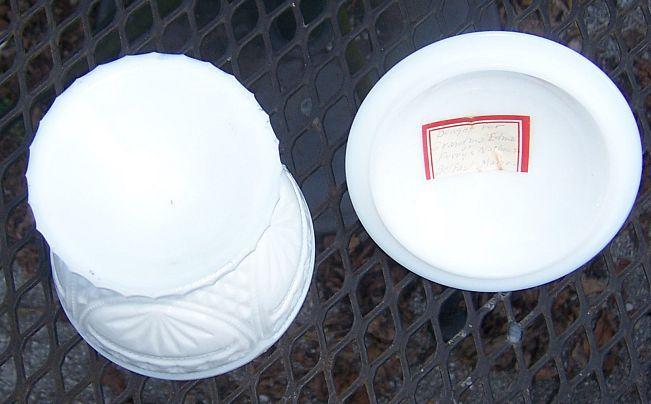 Milk Glass Covered Compote Star Design