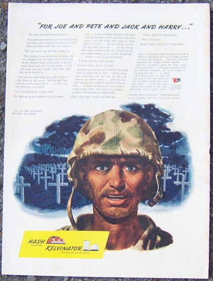 1944 World War II Nash Kelvinator Life Magazine Color Advertisement