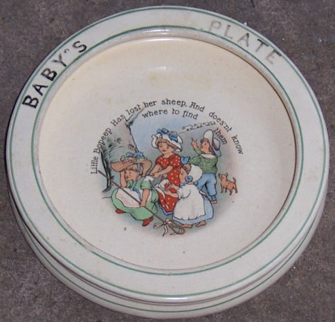 Vintage Roseville Pottery Nursery Rhyme Baby's Plate Bo Peep
