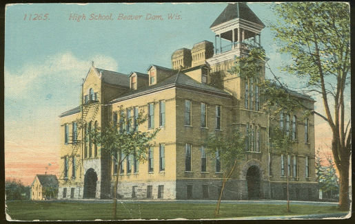 Postcard of High School, Beaver Dam, Wisconsin