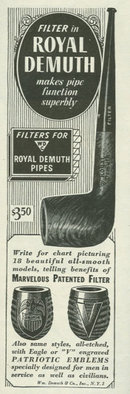 1944 World War II Royal Demuth Pipes Life Magazine Advertisement