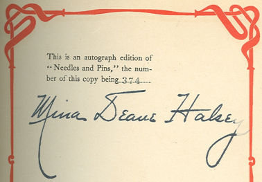 Needles and Pins Signed by Mina Deane Halsey 1909