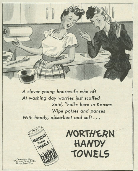 1944 World War II Northern Handy Towels Life Magazine Advertisement