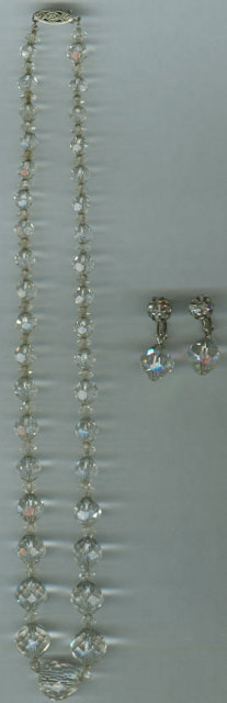 Vintage Crystal Beaded Necklace with Matching Earrings