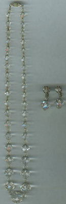 Vintage Crystal Beaded Necklace with Matching Earrings