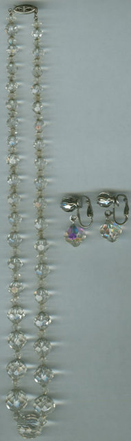 Vintage Crystal Beaded Necklace with Matching Earrings