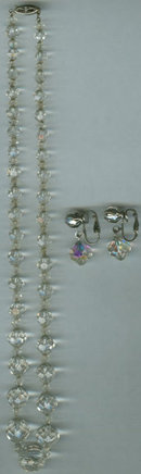 Vintage Crystal Beaded Necklace with Matching Earrings