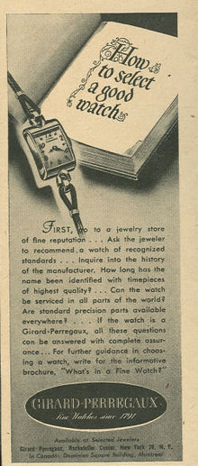 1944 World War II Girard Perregaux Magazine Ad