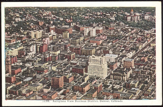Aeroplane View Business District of Denver, Colorado