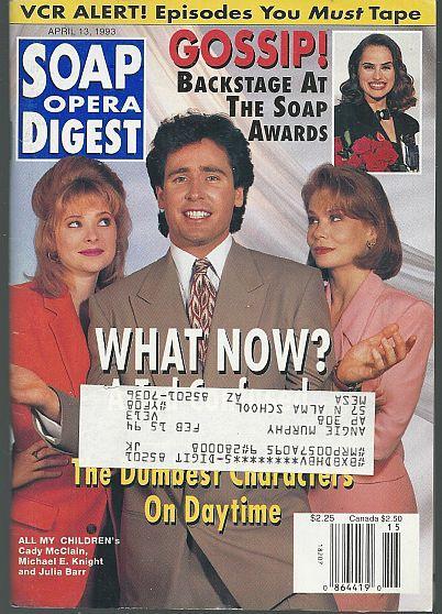 Soap Opera Digest April 13, 1993 Tad and the Ladies