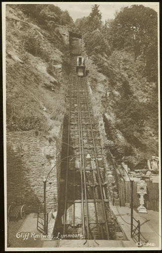 Real Photo Postcard of Cliff Railway, Lynmouth, England
