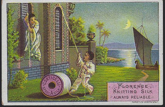 Victorian Trade Card for Corticelli Silk Thread with Oriental Boy and Girl