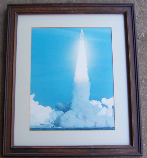 Framed Photograph of Space Shuttle Lift Off