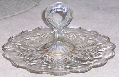 Vintage Glass Cake Plate with Handle in Middle